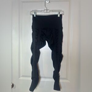 Sweetflexx Compression Resistance Rouching Full Length Black Leggings, Size 6